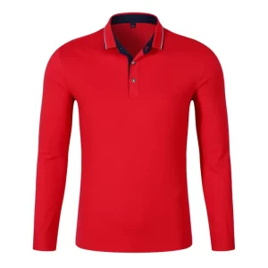 Comfortable Breathable Business Casual Long-Sleeve Polo Shirts with Rib and Yarn Dyed Collar, Custom Logo and Color Options