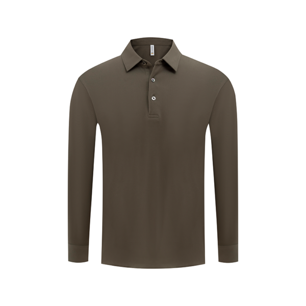 OEM&ODM Custom Long Sleeve Polo Shirts with Ribbed Collar and Breathable Fabric