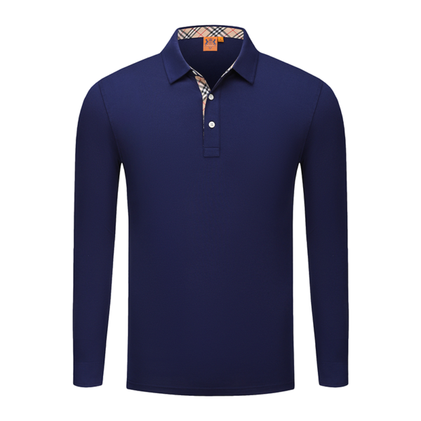 OEM&ODM Custom Long Sleeve Polo Shirts with Ribbed Collar and Breathable Fabric