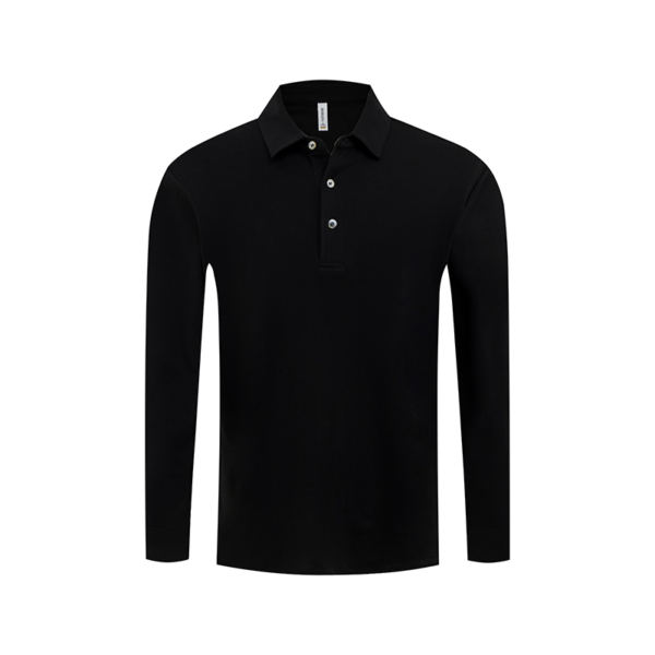 OEM&ODM Custom Long Sleeve Polo Shirts with Ribbed Collar and Breathable Fabric